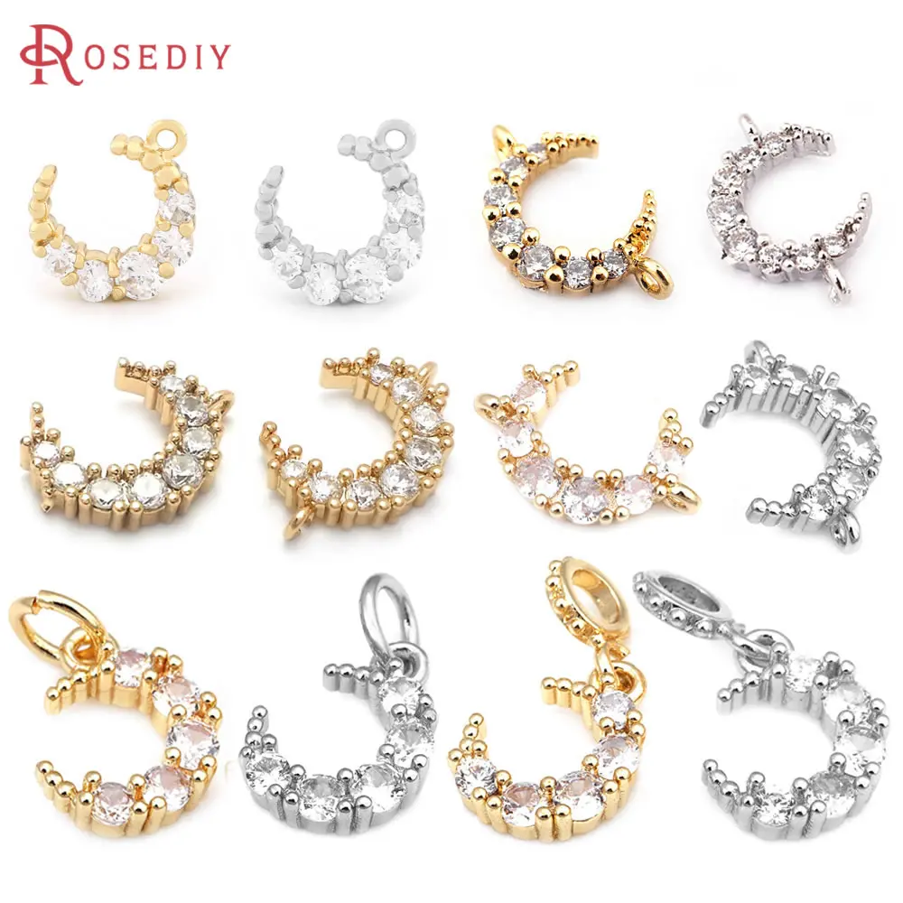

18K Gold Color Brass with Zircon Moon Charms Pendants High Quality Jewelry Making Necklace Earrings Diy Accessories