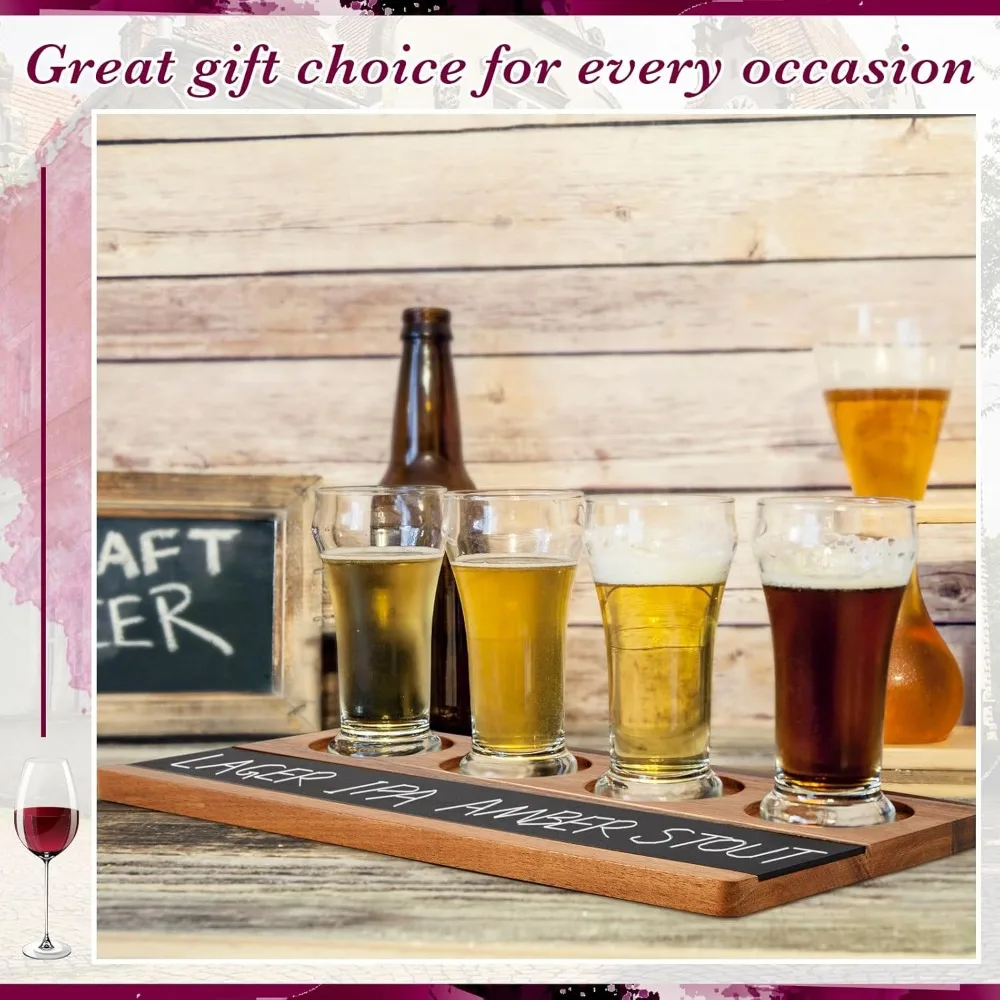 مجموعة طيران الويسكي الخشبي مكونة من 4 قطع مع 8 طباشير من حجر الصابون لتذوق البيرة والويسكي والكوكتيلات والقهوة #4
