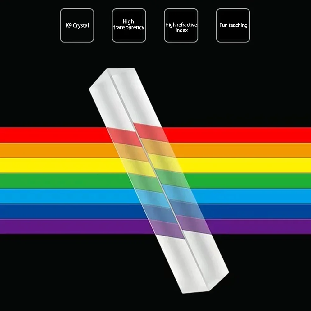K9 كريستال زجاج الثلاثي بريزم قوس قزح بريزما التصوير المنشور اللون المنشور الفيزياء تجربة الضوء للأطفال