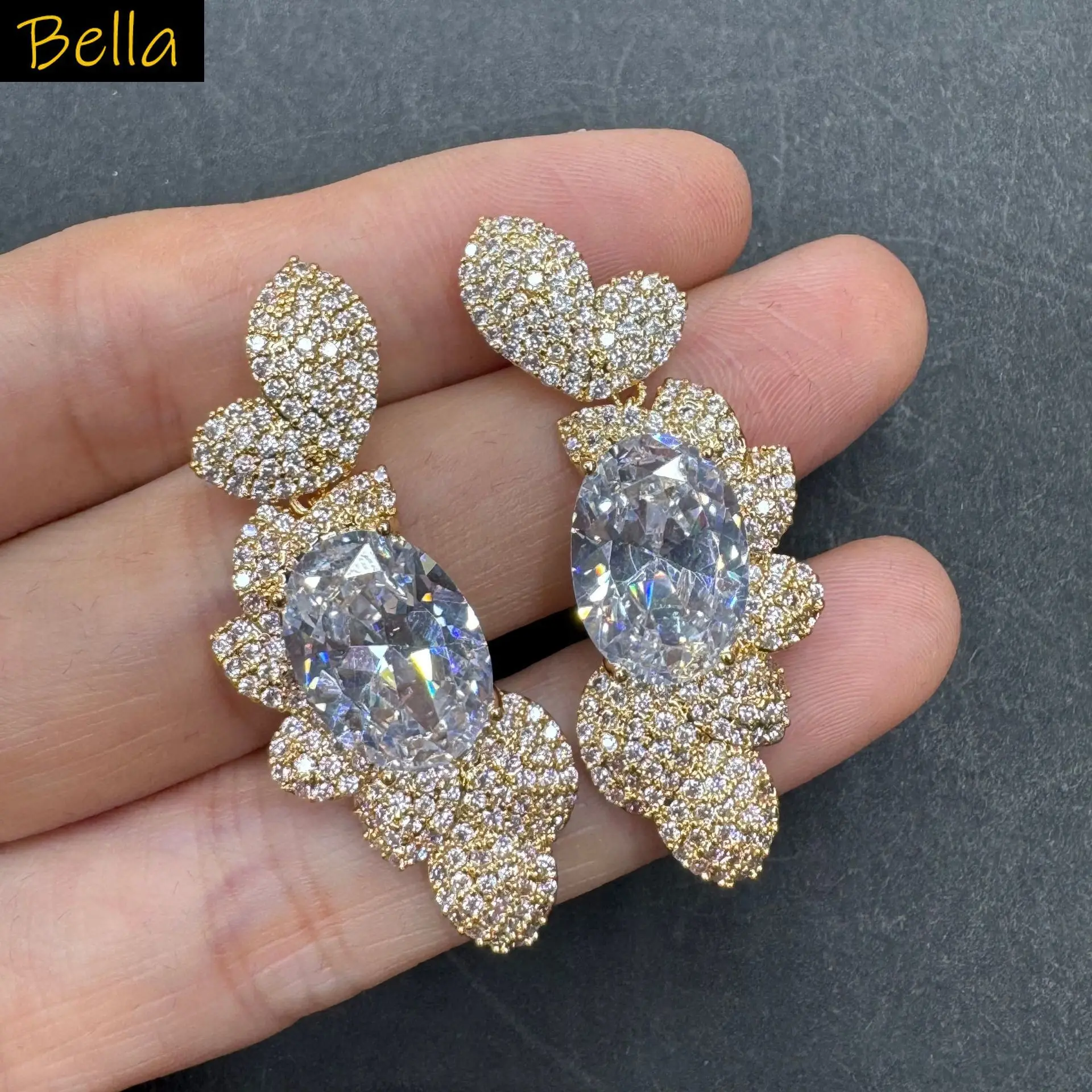 

zircon earrings for women new shiny jewelry silver gold color party earrings