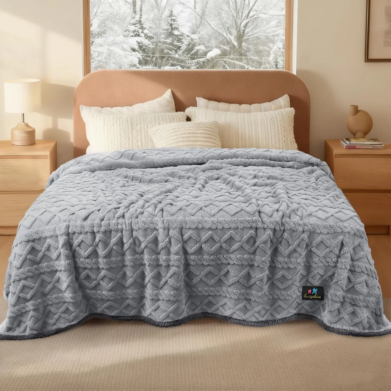 

Водонепроницаемое одеяло для собак и кошек, двусторонний чехол из шерпа-флиса для защиты мебели, светло-серый, размер Queen (90 x 82 дюйма)