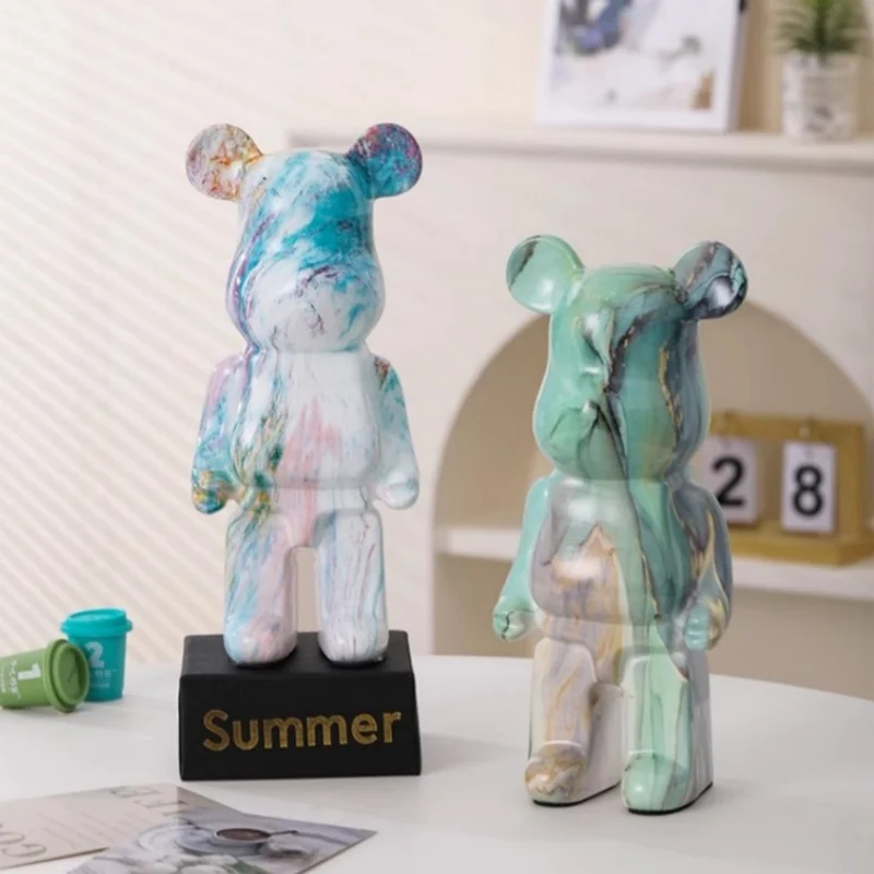 

11-дюймовая эстетическая фигурка медведя, керамическая статуя жестокого медведя, скульптура, декор шкафа, роскошное украшение для гостиной, украшение для дома