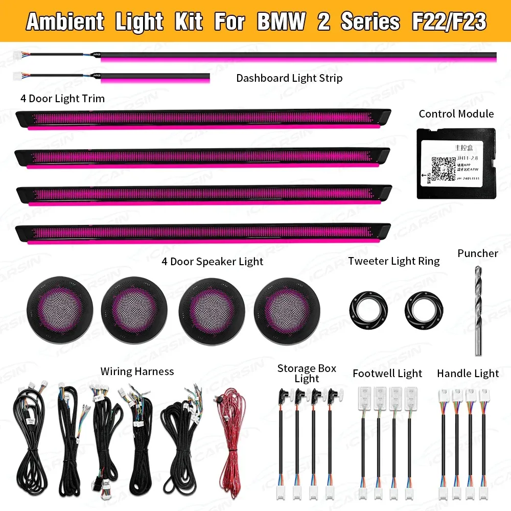 

Dynamic Colorful Ambient Light for BMW 2 Series F22 F23 2014-2021 Interior Atmosphere LED Lighting Trim Accessories
