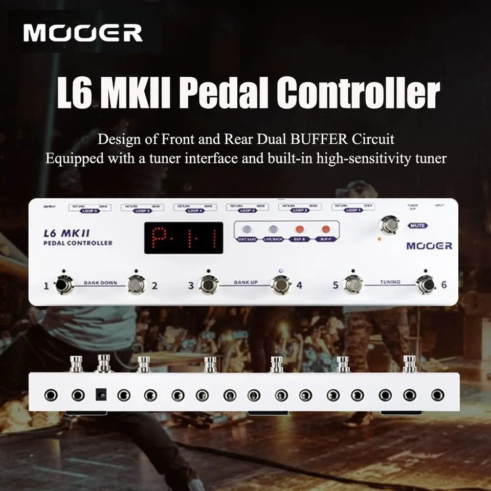MOOER L6 MKII Guitar Pedal Controller–6 Loop Switcher, Live/Play