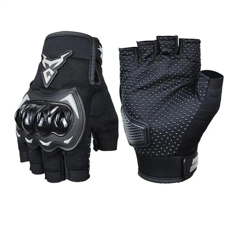 

Summer Motorcycle Half Finger Gloves Breathable Anti-fall Palm Guard Joint Shield Shock-absorbing Pad ATV MTB Cycling Gloves men