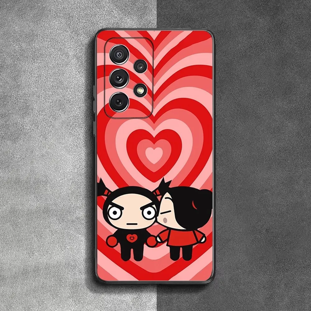 Cute P-Pucca G-Garu Cartoon Phone Case For Samsung S25,S24,S23,S22,S21,S20,S10,Ultra,Plus,Lite,FE,Soft Silicone Black Cover