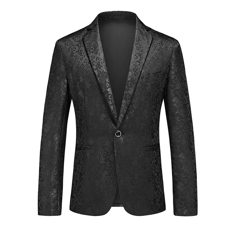 

RM15Men's casual pattern jacket Amazon West Spring and Autumn personality evening dress small suit trend