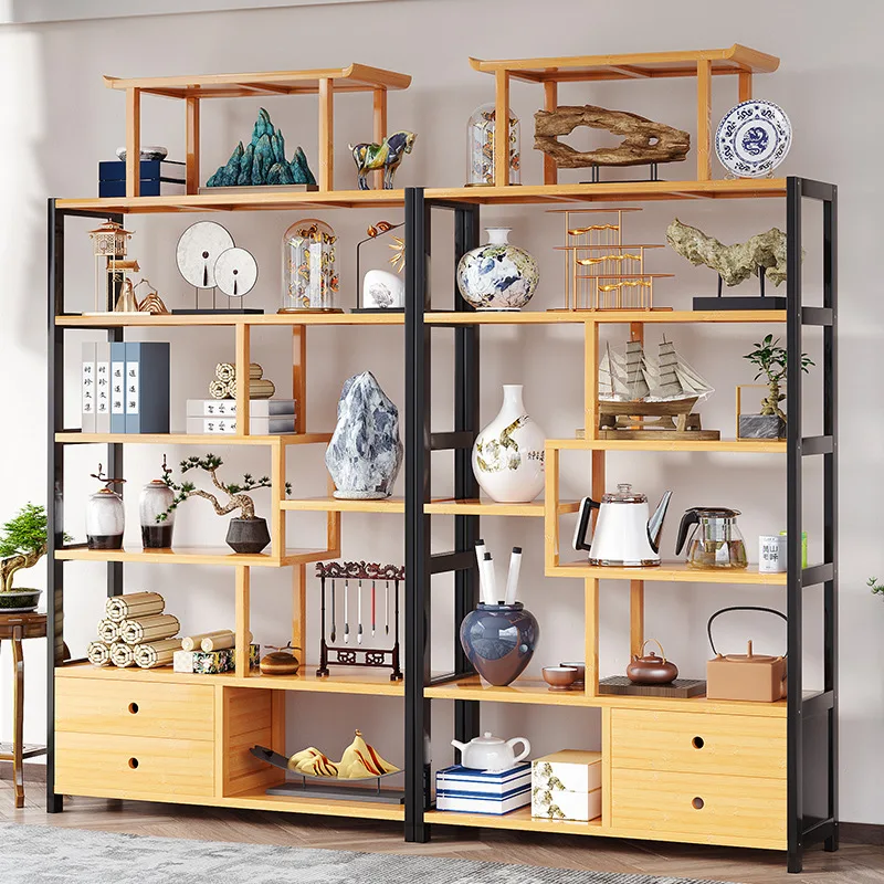 

Chinese Bogu Rack Ornament Display Rack Duobao Pavilion Storage Bamboo Tea Set Rack Office Display Cabinet