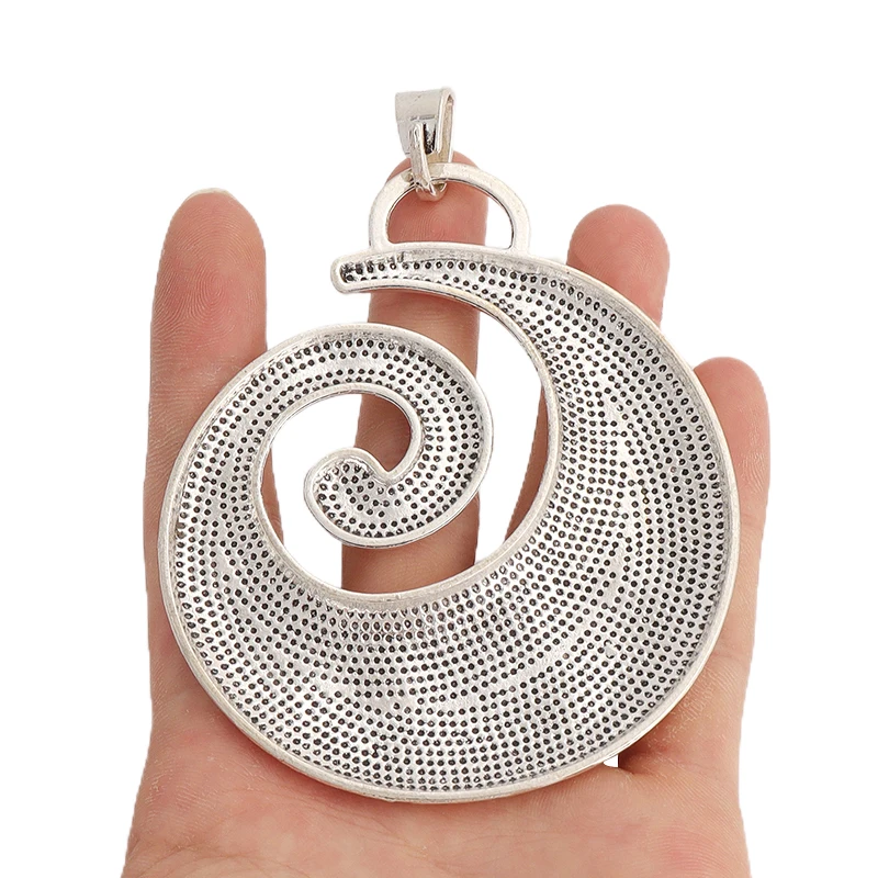 1pc Gold/Silver Color Oversized Spiral Swirl Vortex Fashion Pendant For DIY Tribal Necklace Making Jewellery Accessories