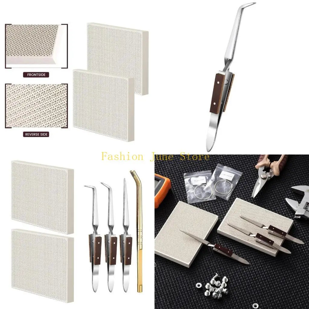 

N5KA Lightweight Soldering Boards Metal Locking Tweezers Iron Material for Jewelry