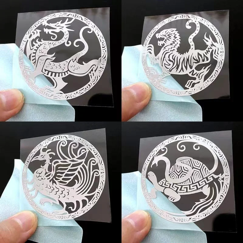 Holy Beast Qinglong White Tiger Suzaku Xuanwu mobile phone sticker back shell metal sticker mobile phone computer back sticker