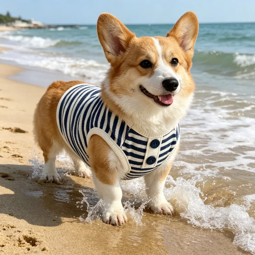 1 Stück einfache gestreifte Strickweste, weicher Hundepelz für Frühling und Sommer, Kleidung für kleine und mittelgroße Hunde, Katzen und Haustiere – Detail 4