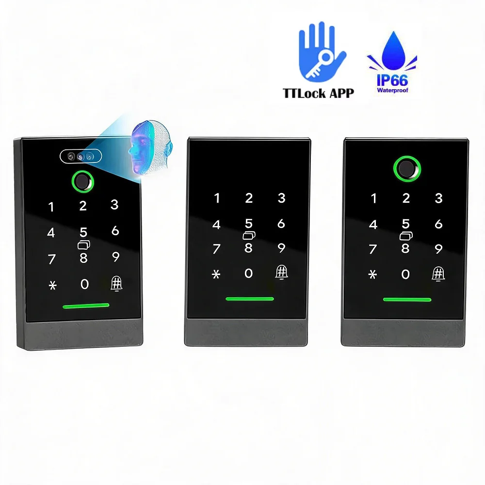 Waterproof  TTLock Facial Recognition Fingerprint Access Control System Metal Frame Smart RFID Card Reader Keyless Door Entry