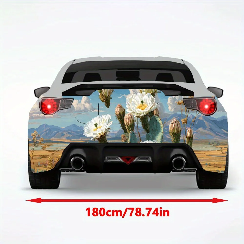 Cactus Flowers in Desert Car Sticker,Vinyl Decal for Car Rear, Waterproof Self-Adhesive Vinyl Stickers for Vehicle Tail and Bump