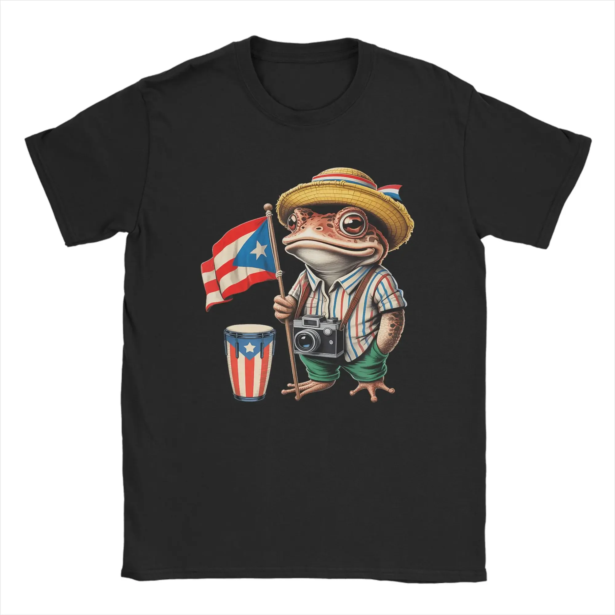 Men T-Shirt Bad Bunny Puerto Rico Coqui Frog Boricua Puerto Rican Flag Taino Pure Cotton Tee Shirt Short Sleeve T Shirt Clothes