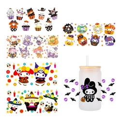 Halloween Sanrio Hello Kitty New Halloween Pumpkin Head Cartoon UV DTF Cup Mug Wraps Sticker DIY 3D Deca For 16oz Libbey Glass