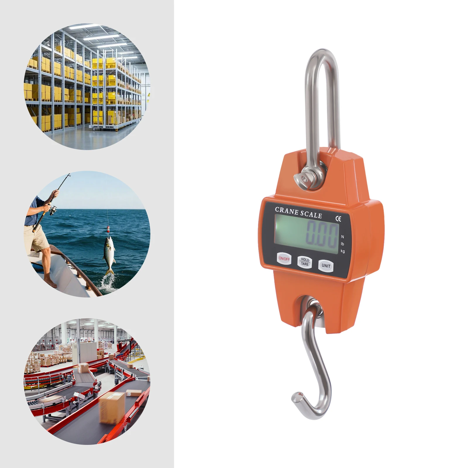 ميزان رقمي معلق، ميزان بخطاف محمول مع وحدات Lb/Kg/N، ميزان الرافعة الإلكتروني مع إضاءة خلفية LCD للمستودعات والخدمات اللوجستية