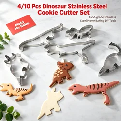 4pcs/10pcs Dinosaur Cookie Cutter Set, Cake Mold For Dinosaur Birthday Party Cakes, Biscuits And Sandwiches, Pastry Cutter