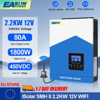EASUN 2.2KW 12V Hybrid Solar Inverter 6.2KW 4.2KW 3.2KW 24V 48 230VAC Max PV 450V Build in 80A MPPT Off Grid Inverter With WIFI