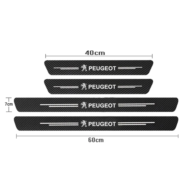 Car Accessories 4PCS Carbon Fiber Door Sill Carbon Fiber Sticker For Peugeot 107 206 208 308 307 207 3008 2008 407 508 408 SW CC