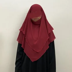 Khimar largo de dos capas para mujer, Hijab musulmán, ropa de oración de Ramadán, Abayas Eid, Hijabs islámicos, lazo trasero, ropa de oración, Abayas Niqab