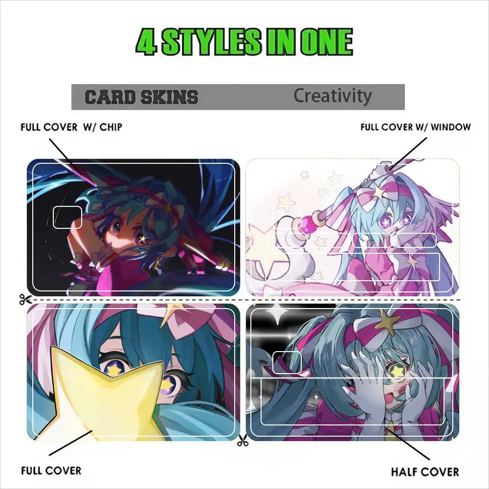 Retry NOW Cute Miku  Sticker Film Tape Skin for Credit Card Debit Card Waterproof Stickers Cartoon