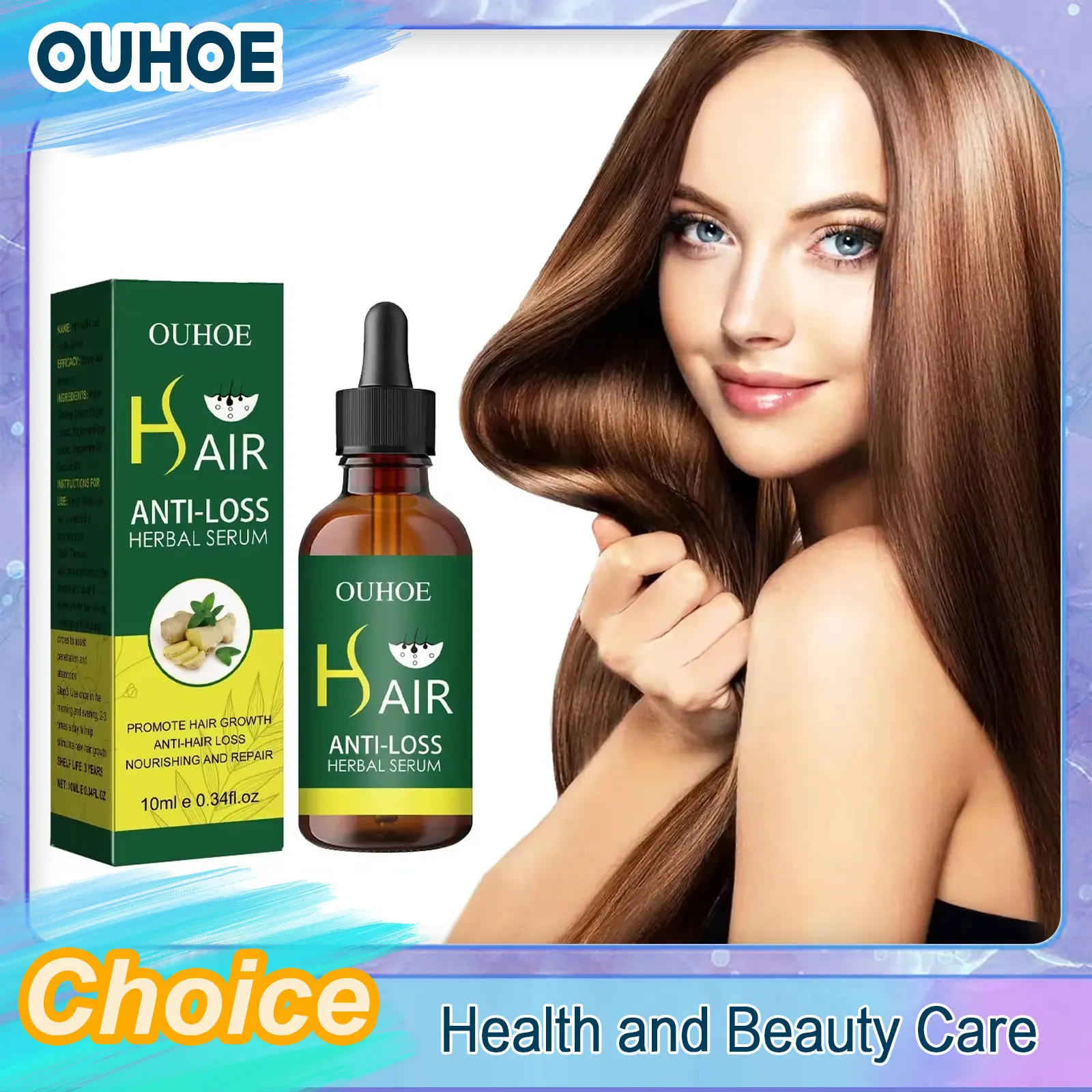 

OUHOE Smoothing Hair Serum Ginger Repair Frizz Damaged Hair Scalp Treatment Softening Thicker Hair Growth Essential Oil 10ml