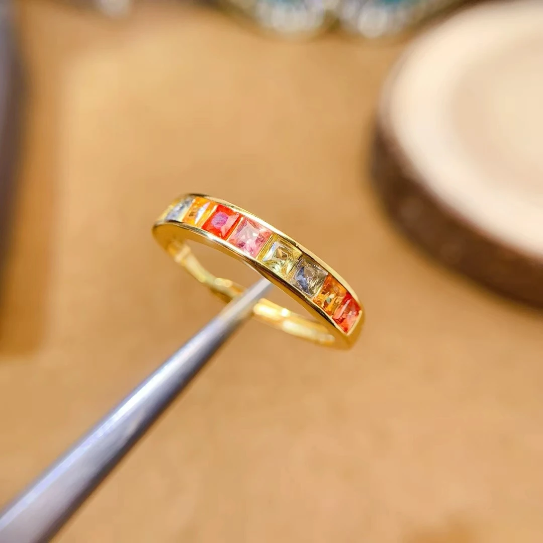 KJJEAXCMY Fine Jewelry Natural Colorful Sapphire Women's Ring S925 Pure Silver Exquisite Inlaid High Clarity Support Testing