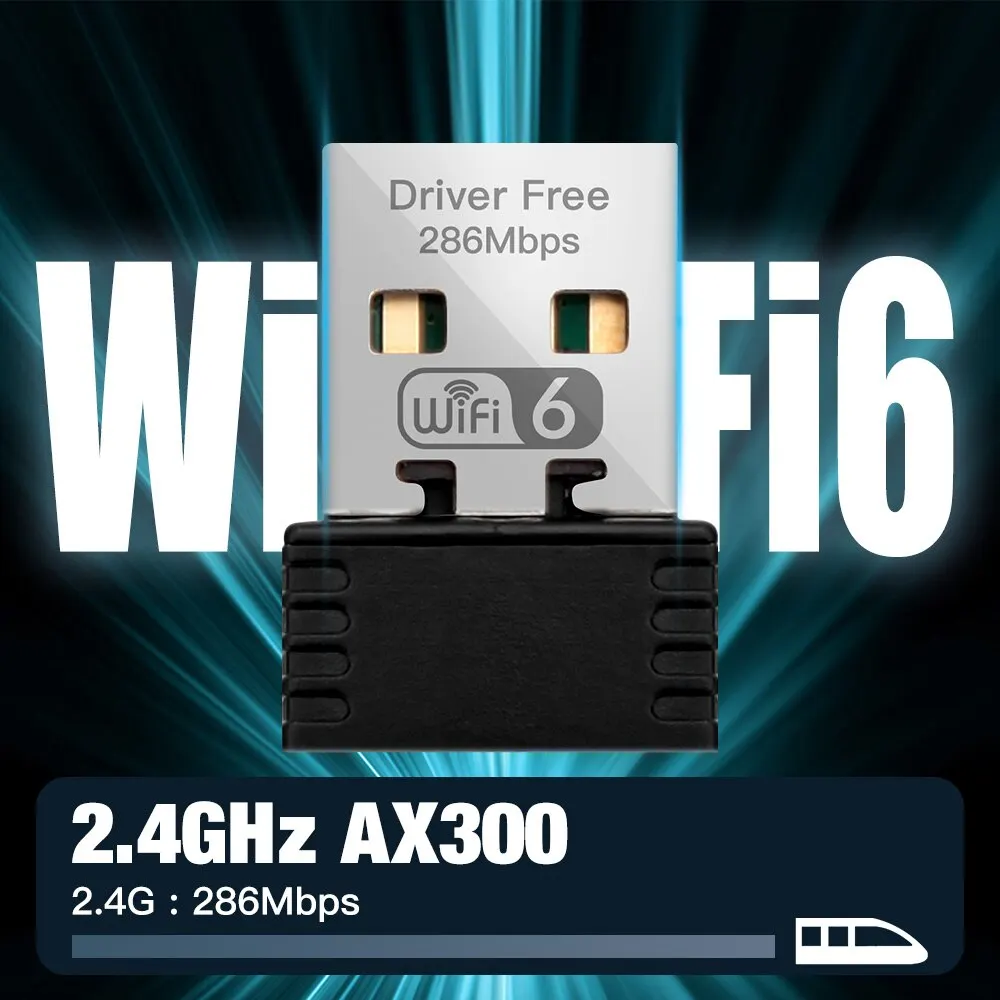 WIFI 6 Adapter AX286 Karta Sieciowa Mini USB Dongle 2.4GHz 802.11AX Odbiór sygnału dla PC Laptop Windows 7 10 11 bez sterowników