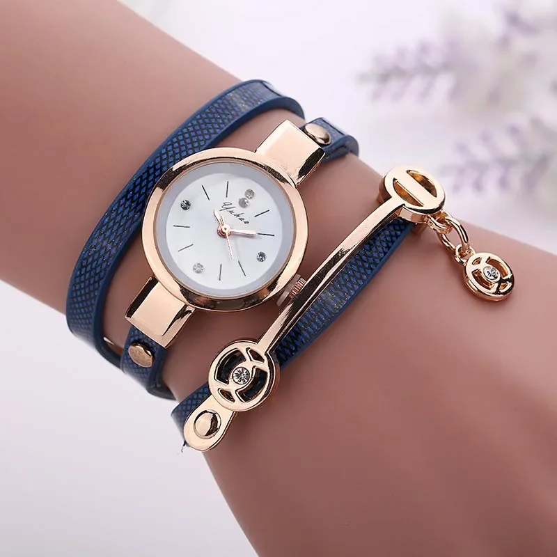 2024 New Ladies Fashion Women Watch Long Clock Faux Leather Band Strap Wristwatch Rhinestone Quartz Wrist Watch Montre Relógio