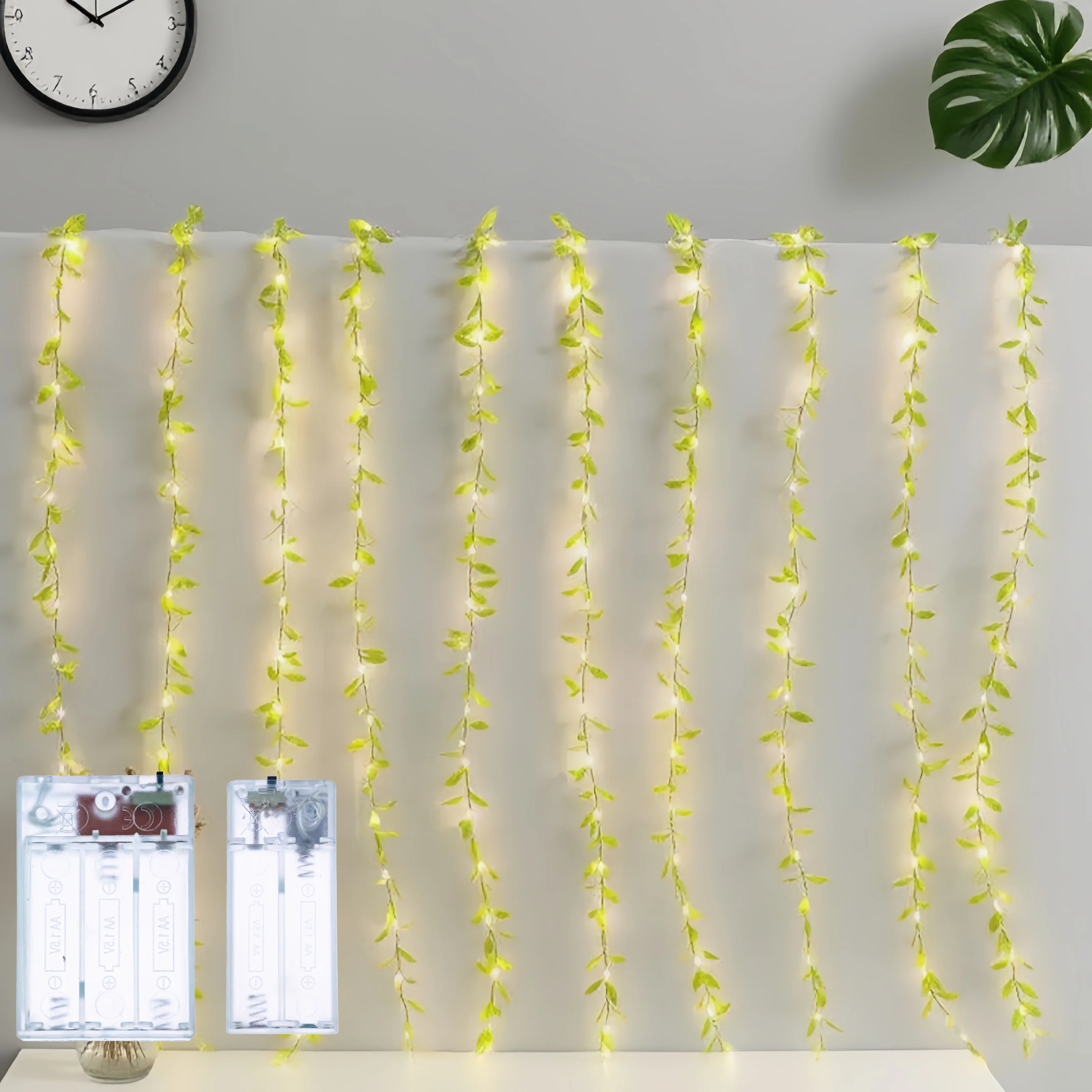 Battery Powered Ivy Leaf String Lights Artificial Vine Garland Lamp for Bedroom Wall Wedding Xmas Home Indoor Decor