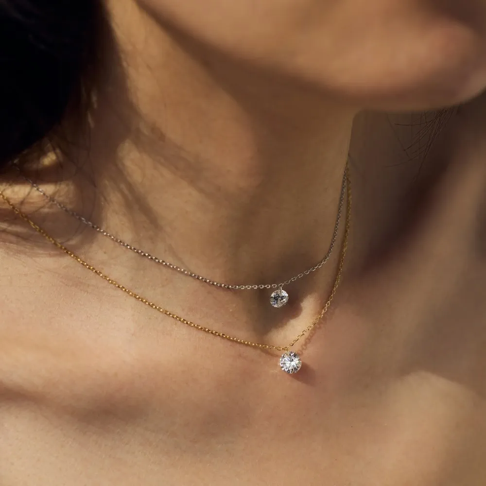 

New S925 Silver Necklace Women's Pendant Mermaid Tears Simple and Versatile Exquisite Women's Clavicular Chain