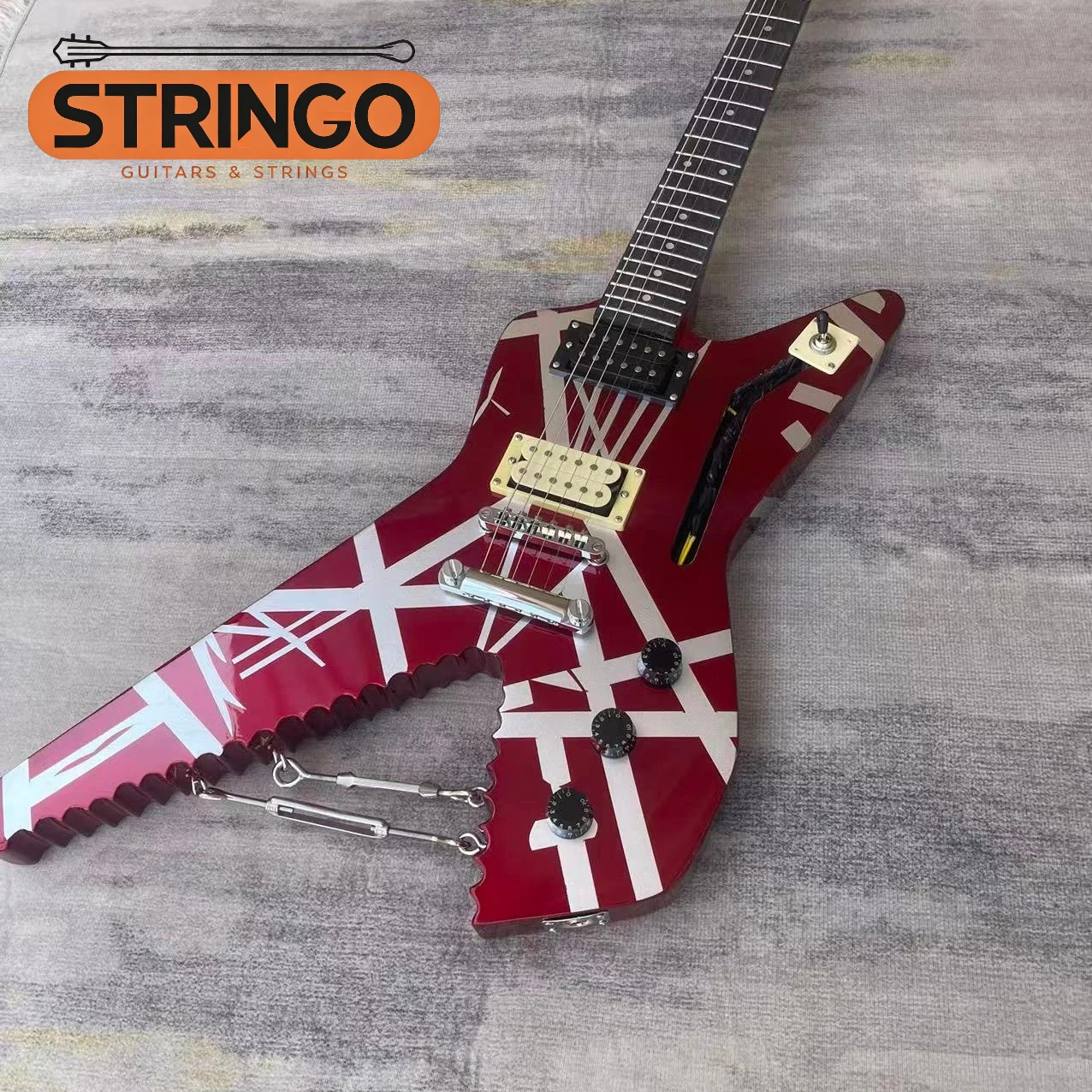 Shaped V Jagged Electric Guitar  HH Pickups Beginner Intermediate Players Indoor Heavy Metal Hard Rock Practice Performance