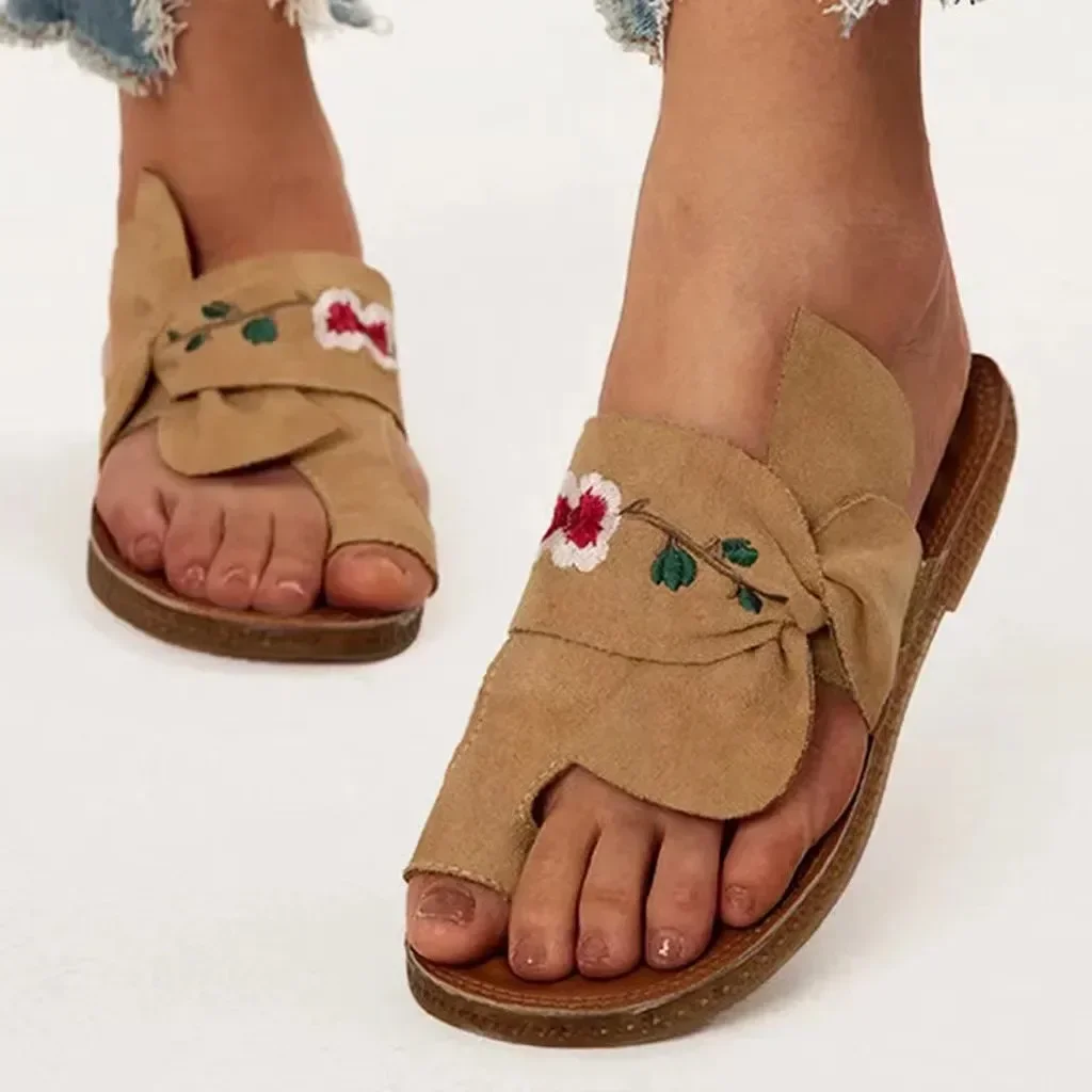 Women's Slippers 'Fashion Piece' 2024 Casual Comfort Soft Bottom Flat Slippers Open Toe Fish Mouth Plus Size Shoes With Flowers