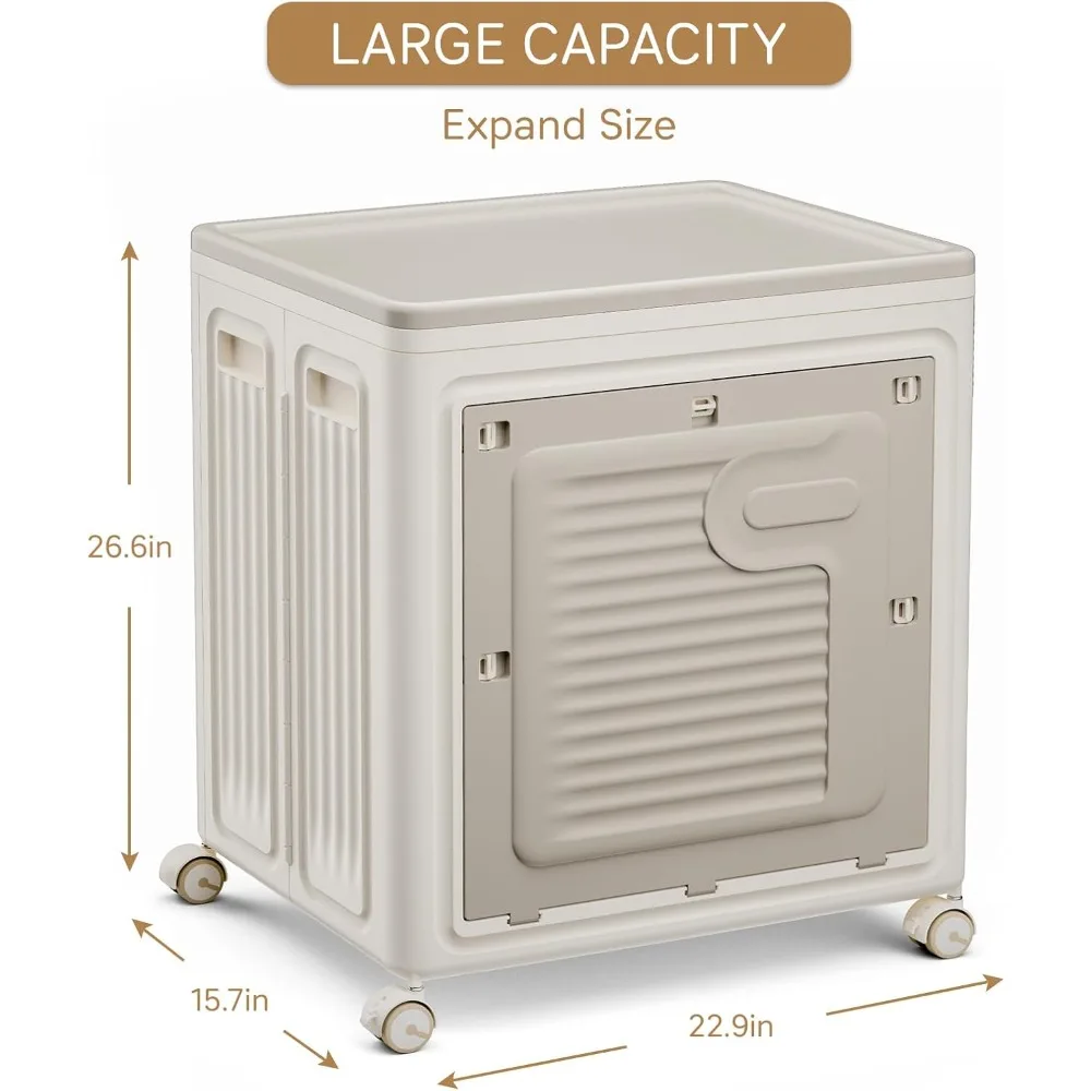 Grand bac de rangement roulant de 40 gallons avec roulettes et couvercle, idéal pour les vêtements et le panier à linge