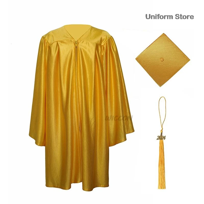 91-138cm Costume da laurea per bambini asilo Bachelor Gown Academinc Uniform Boy Gilr Photography Performance Robe Hat Set