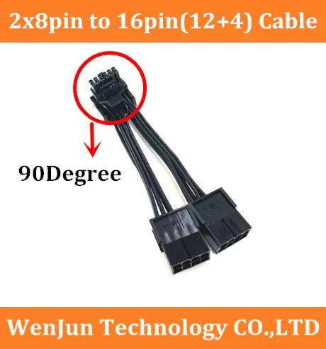 Mini 16Pin 90Degree elbow to Dual 8Pin PCIE GPU Power Adapter Cable 2x8pin to 12+4p for Nvidia RTX 4080 RTX4090 Graphics Card