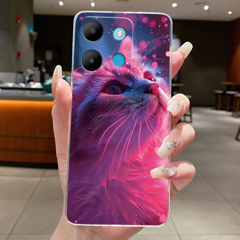 Per Tecno Spark Go 2023 BF7n Custodia Trasparente Estetica Moda Simpatico Gatto Astronauta Della Copertura Posteriore Del Silicone Morbido Trasparente TPU Cassa Del Telefono
