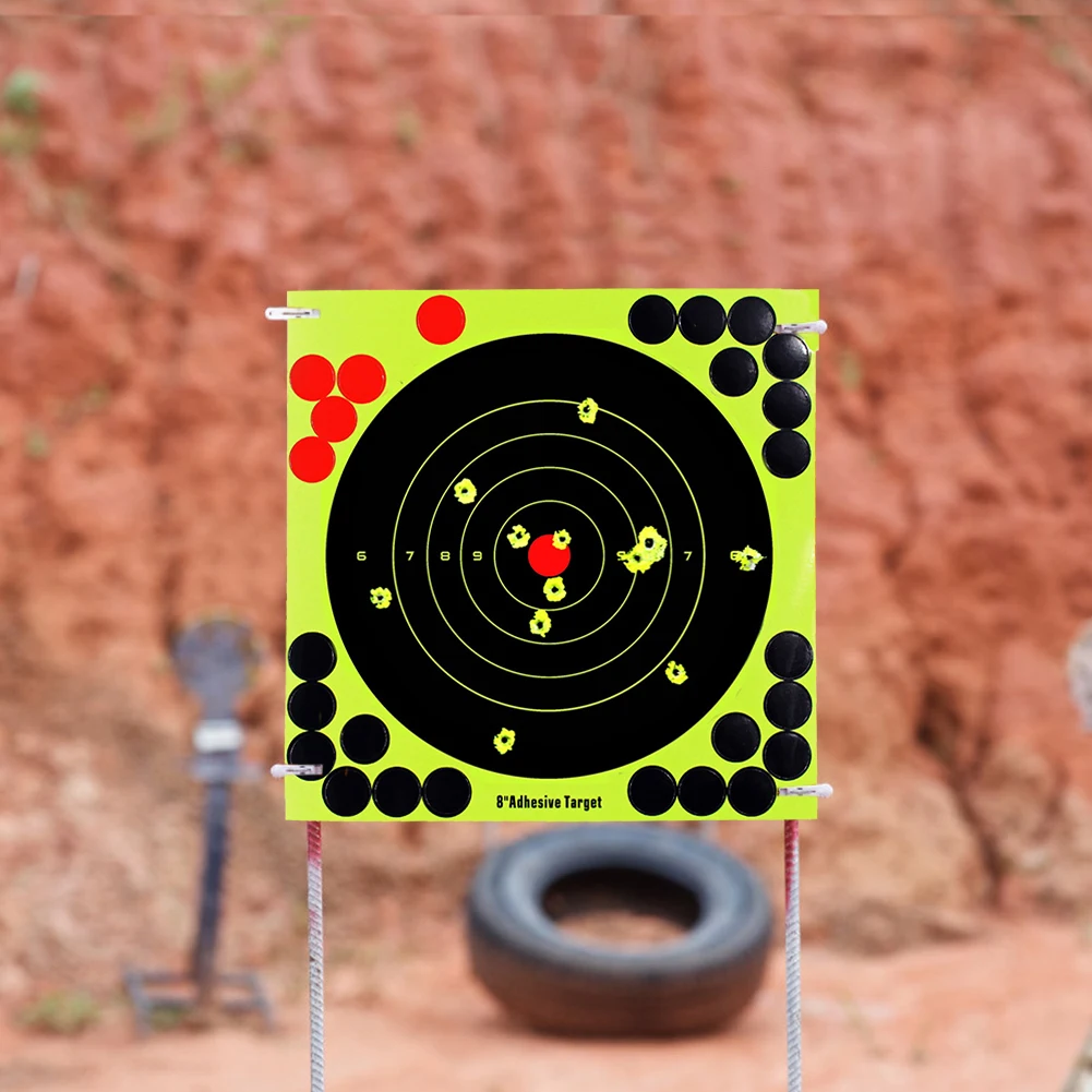 5/10pcs 8-inch Adhesive Shooting Target Stickers Bright Color High Visibility Impact Glow Target Shooting Accessories