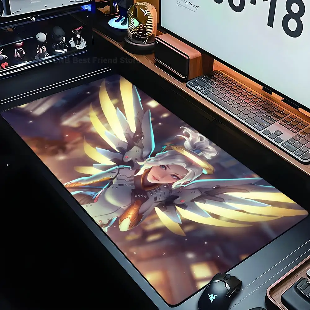 

Hot Game O-Overwatch Anime Girl Mercy Mousepad Large Gaming Mouse Pad LockEdge Thickened Computer Keyboard Table Desk Mat