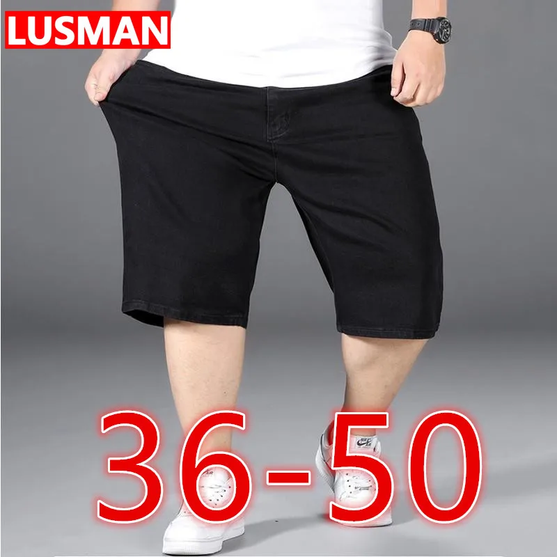 Men's Large Shorts, Jeans, Loose, Large, Black, Suitable for Men, Size 36-50.  Cargo Pants Men  Pantalon Homme джинсы мужские