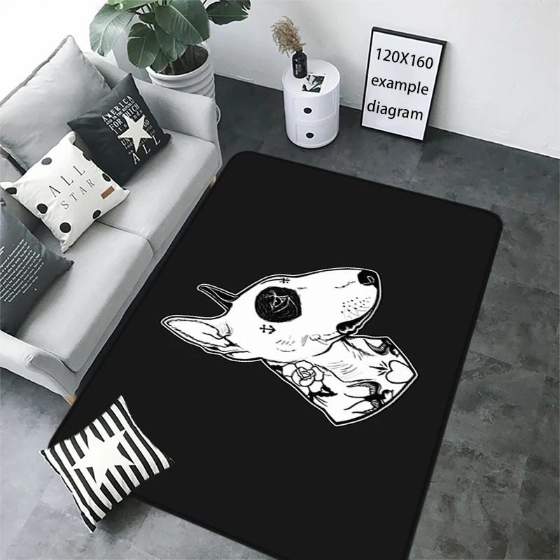 Bull Terrier Room Rugs Foot Carpets Pets Entrance Doormat Kawaii Rug Floor Mats Carpet Anti Slip Mat Home Kitchen Hallway Decor