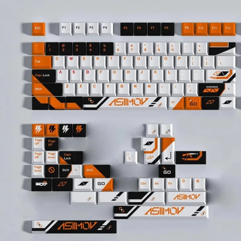 139 Keys/set Asiimov Theme Keycaps PBT Dye Sublimation Lightproof Key Caps Cherry Profile Keycap For MX Switch CSGO Gun Skin