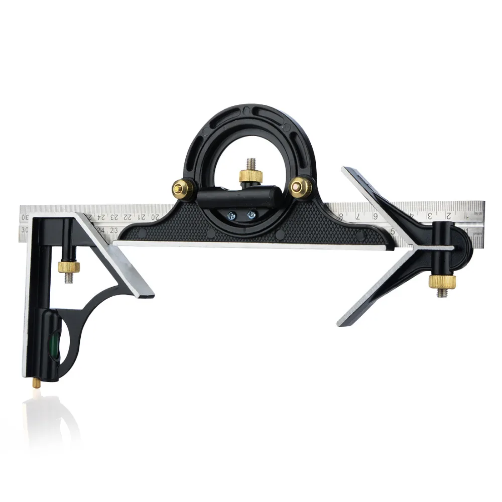 Точные измерительные инструменты из нержавеющей стали, алюминиевая комбинация, квадратная фурнитура для мастерской «сделай сам», угол, уровень 12 дюймов (300 мм)