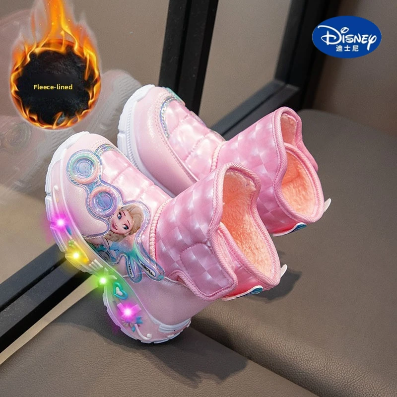 

Зимние сапоги Disney Girls с подсветкой 2025г. | Высокие зимние туфли на плюшевой подкладке