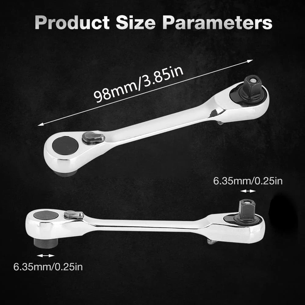 Quick 72-Tooth Ratchet Wrench, Dual-Direction Mini Tool, 1/4 Inch Double-Ended Socket Screwdriver, Mini Labor-Saving Repair Tool