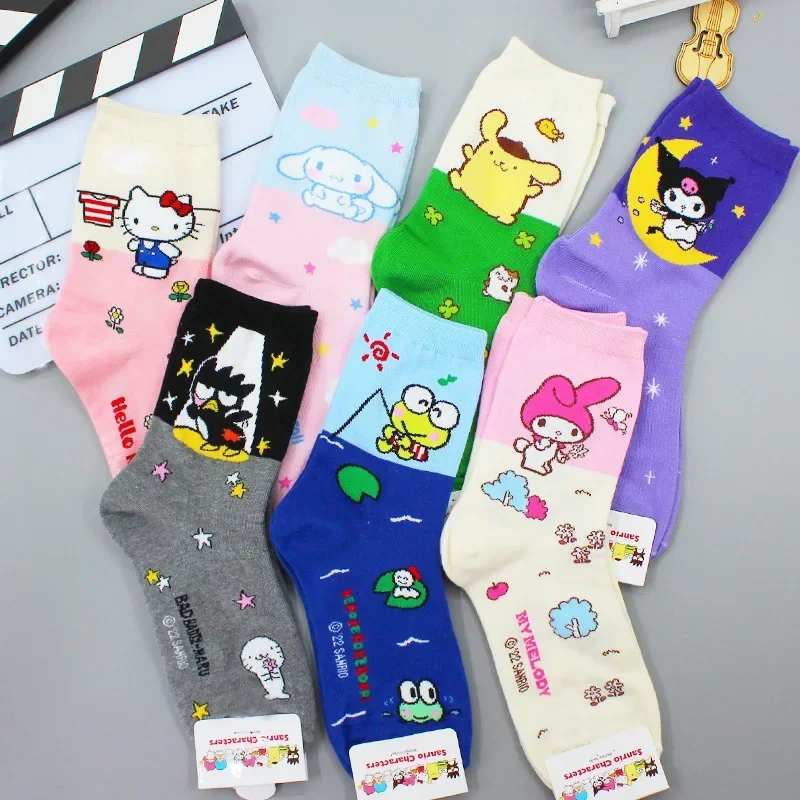 

Sanrio Hello Kitty Socks Cute Cartoon Kawaii Cinnamoroll Kuromi My Melody Soft Warm Autumn Winter in Tube Socks Holiday Gifts