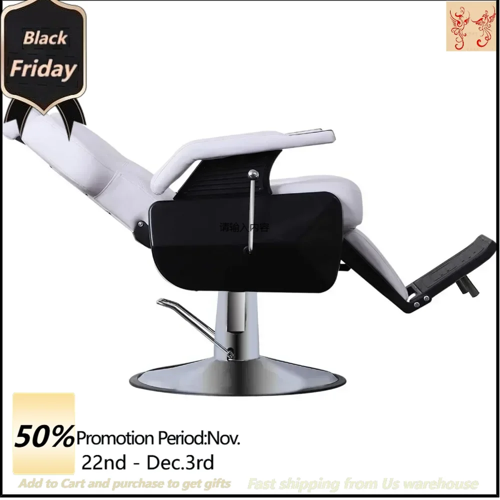 

Heavy Duty Reclining Barber Chair All Purpose Hydraulic Salon Chair for Barbershop Stylist Tattoo Chair 2687 (White)