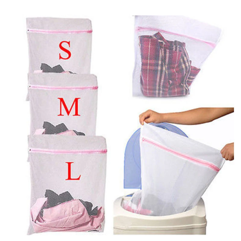 3 Sizes Zipped Laundry Bags Reusable Washing Machine Clothing Care Washing Bag Mesh Net