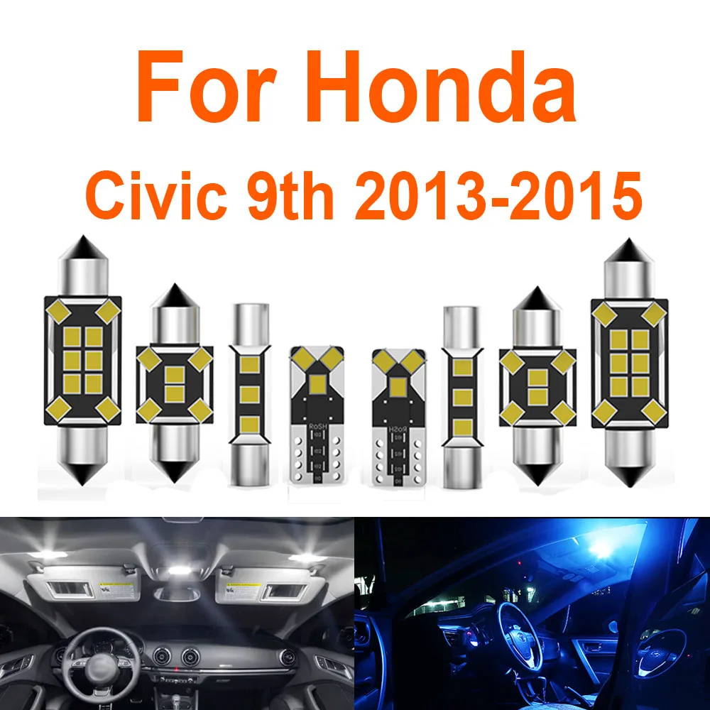 

Abright 8Pcs For Honda Civic IX 9 MK9 9th 5D 2013 2014 2015 Car LED Interior Dome Map Light Parts Accessories Canbus No Error